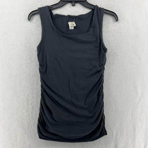 Mom's The Word Maternity Tank Top Womens Sz M Gray Ruched Square Neck Sleeveless - Picture 1 of 12